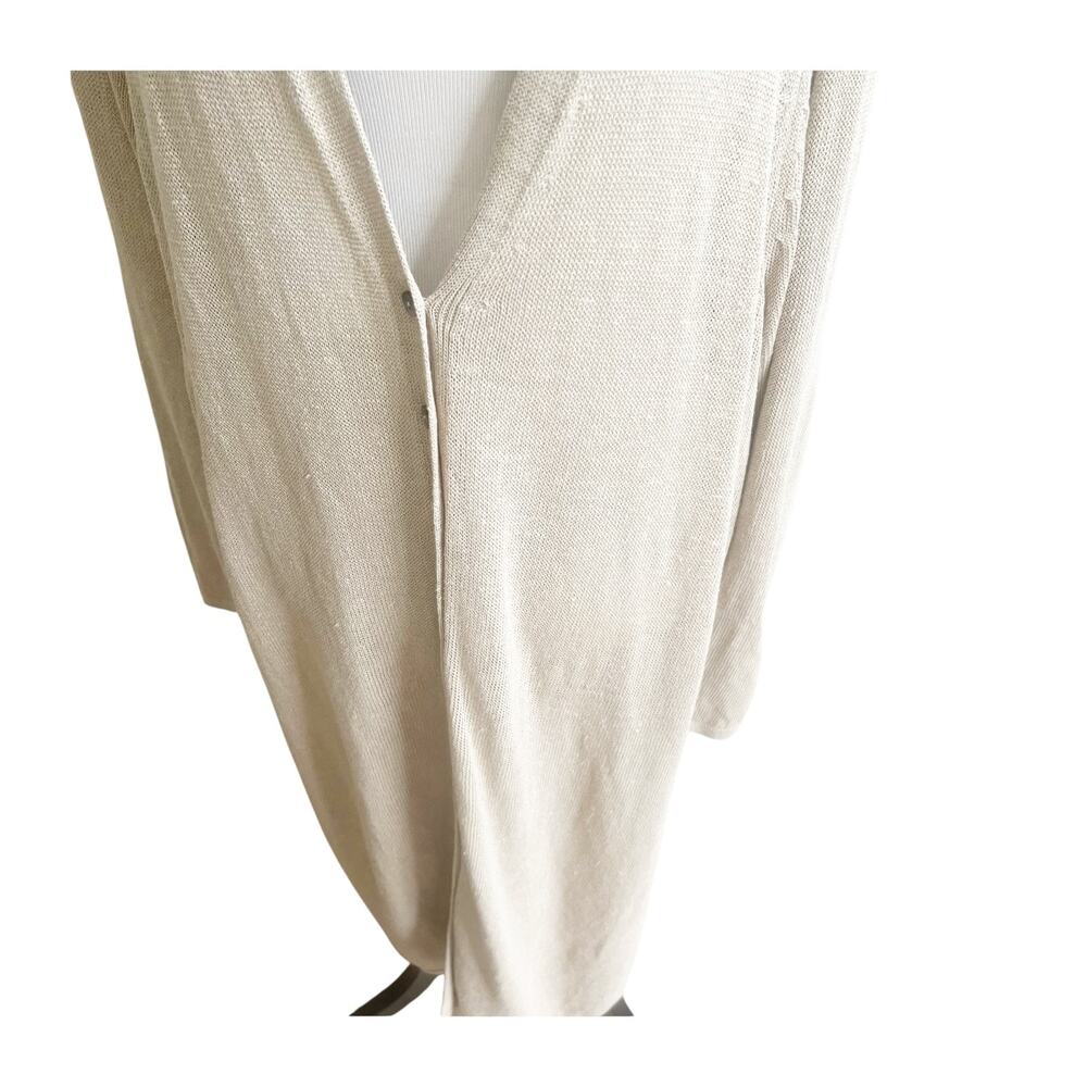 J.Jill Longline Cardigan Women 4X Tan Knit Linen Blend V-Neck Button Front Boho - Picture 5 of 10